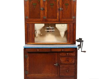 Hoosier Antique Oak Wood Kitchen Cabinet Cupboard