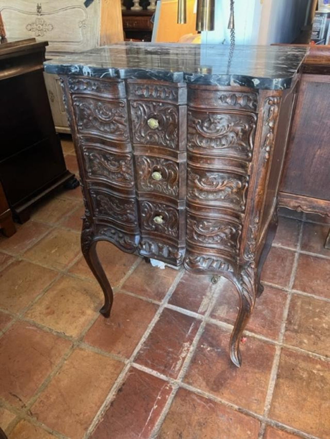 Antique Carved Marble Top French Chest. Etsy