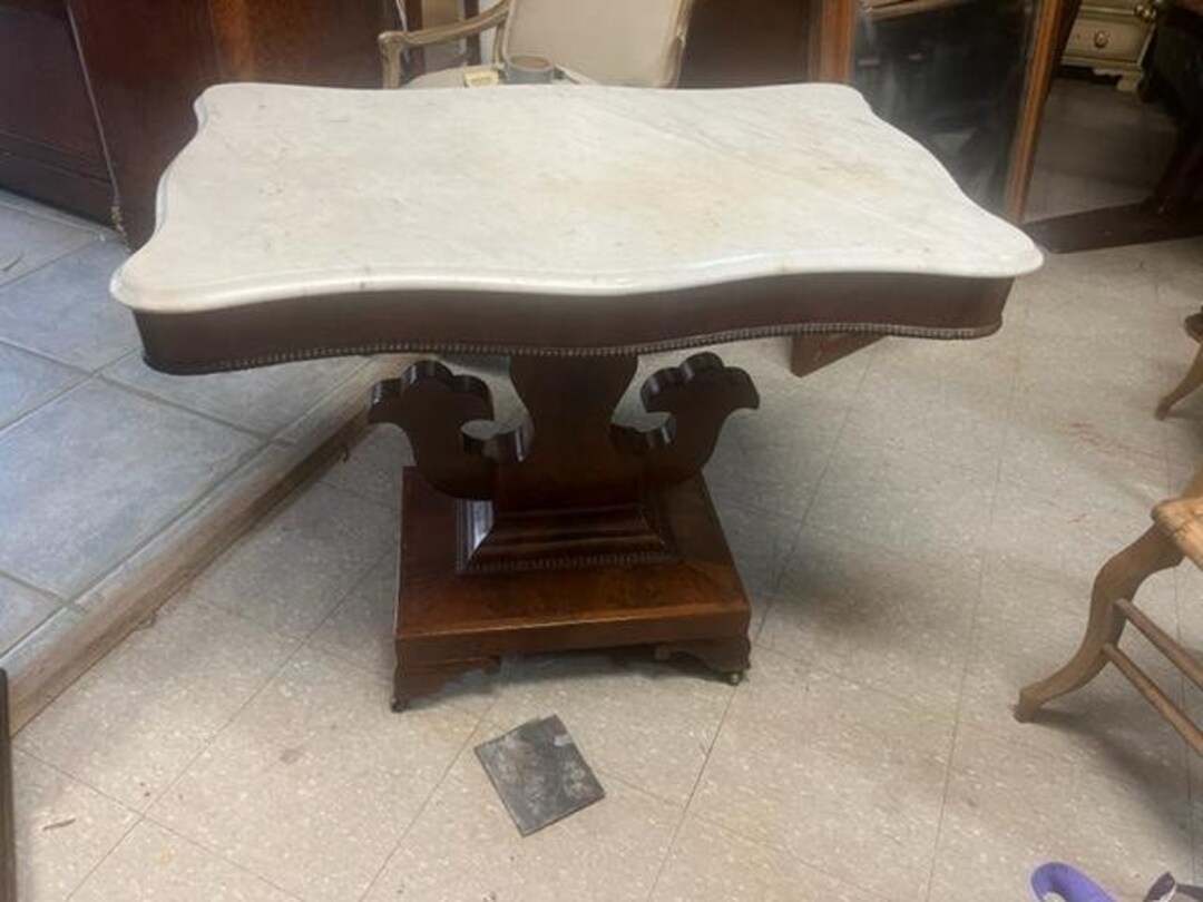 Antique Marble Top Table Victorian Mahogany Etsy