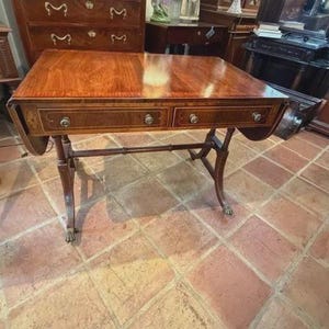 Baker 2 Drawer Furniture Regency Rosewood Drop Leaf Writing Desk Table