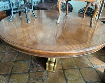 Large 77 Inch Round Dining Table Gilt Base