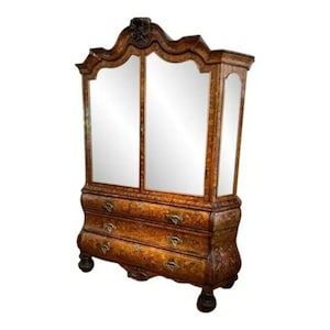 Early 19th Century Dutch Marquetry Bookcase Cabinet