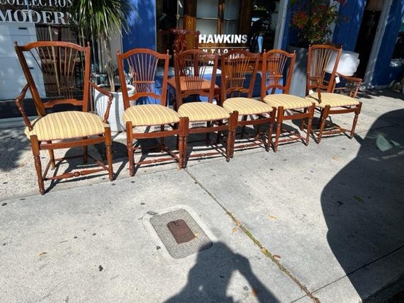Set of 6 Antique Mahogany Dining Chairs Etsy