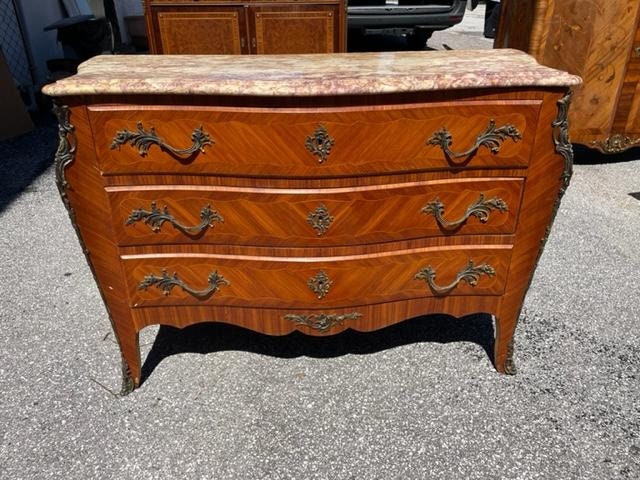 Antique French Louis XVI Marble Top Mahogany Chest – The