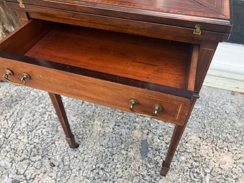 Antique Mahogany and Satinwood Game Table Leather insert
