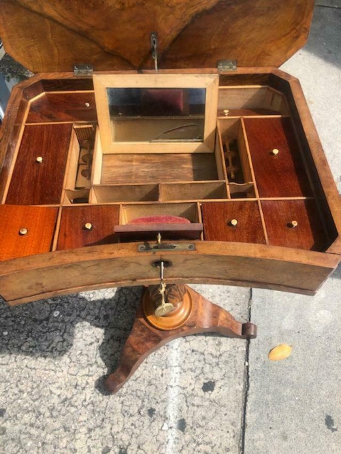 Antique English 1840s Sewing Side Table Mahogany Interior Etsy