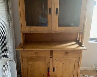 Antique French Pine Cupboard Storage Kichen Cabinet, Bookcase Sideboard.