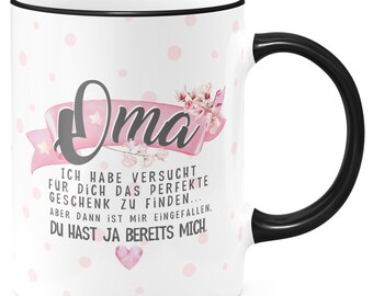 FunTasstic Tasse Oma - ich habe versucht für dich das perfekte Geschenk zu finden Kaffeebecher beidseitig bedruckt Büro