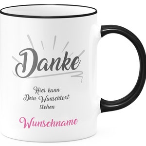 FunTasstic cup thank you cup with desired text and name pink coffee mug dishwasher safe cup for the office tea coffee gift idea
