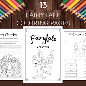 Fairy Tale Coloring Pages, Printable Fairytale Coloring Pages for Kids, INSTANT DOWNLOAD