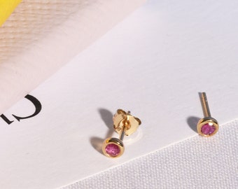 Ruby 9K Gold Dainty Stud Earrings