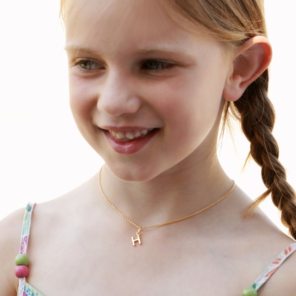 Children's Initial Charm Necklace in 18ct Gold Vermeil