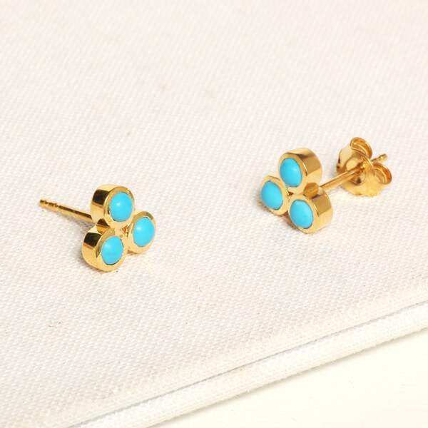 Green Turquoise and Sterling Studs main image 1