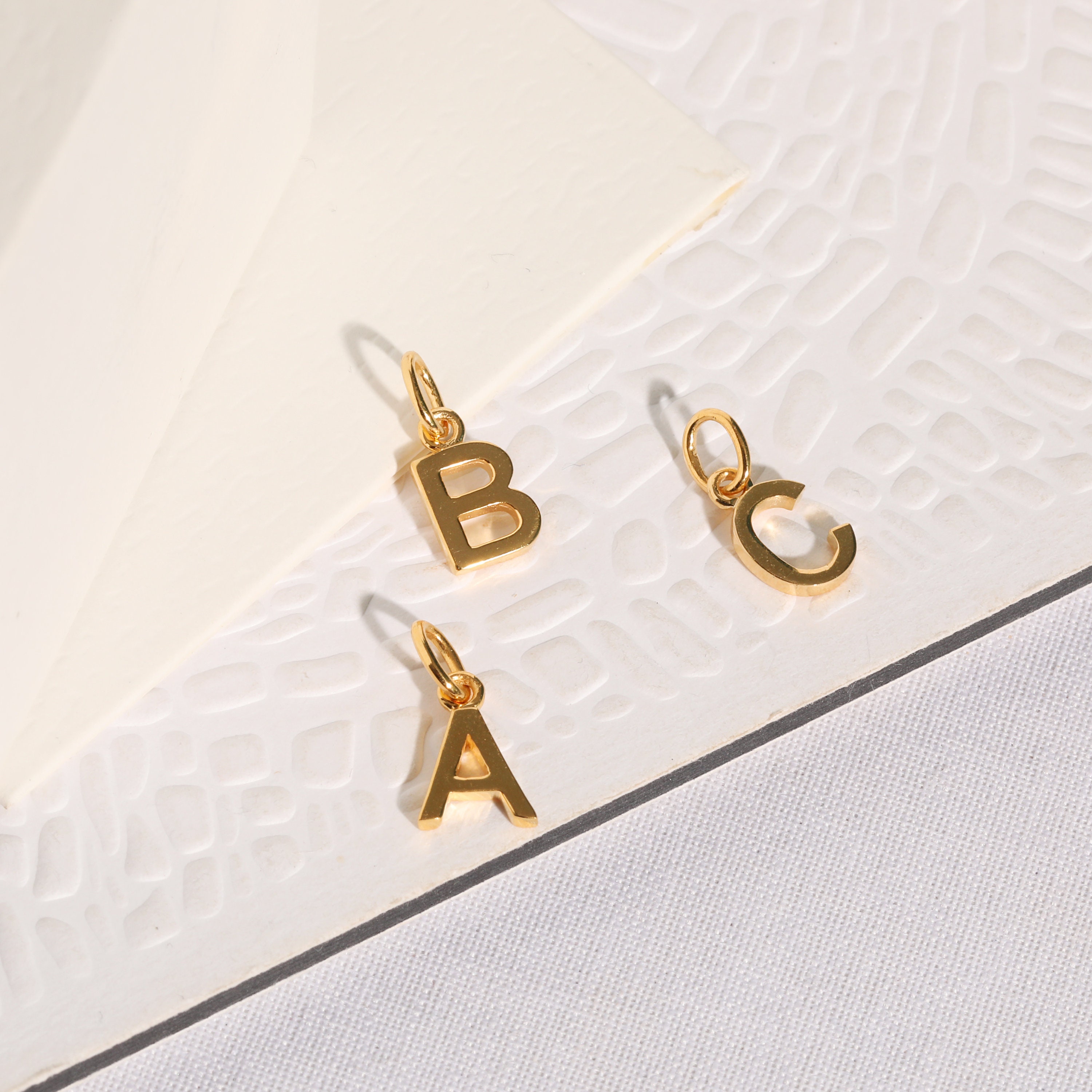 Letter B Vintage Charm 14K Gold Script Font Initial, Monogram