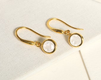 18ct Gold Moonstone Drop Earrings - October Birthstone