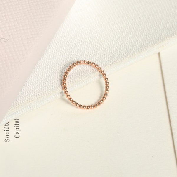 18ct Rose Gold Vermeil Beaded Bubble Stacking Ring