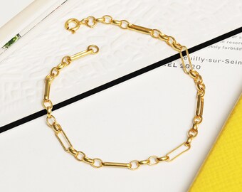 18ct Gold Vermeil Dainty Figaro Layering Chain Bracelet