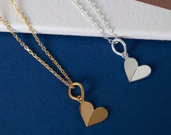 Origami Heart Charm Pendant Necklace