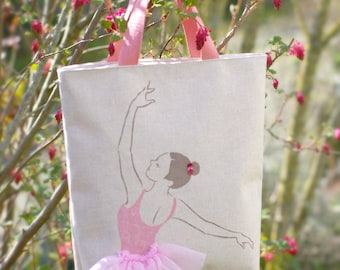 Ballett Tasche mit Ballerina, Kindertasche, Ballet bag, Ballet tote bag