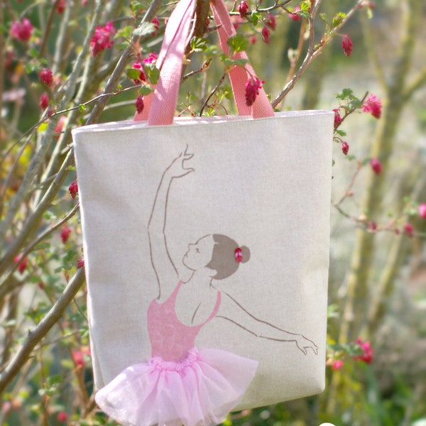 Ballett Tasche mit Ballerina, Kindertasche, Ballet bag, Ballet tote bag