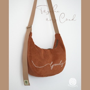 Cordtasche, Umhängetasche, Große Tragetasche, Schultertasche aus Cord,  Vintage Tasche, Kamel