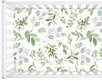 leafy green crib sheet