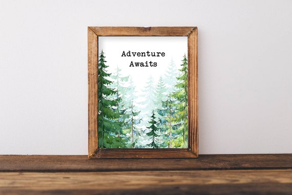 Adventure Awaits Print Adventure Printable Nature Nursery Etsy