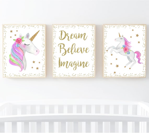 Unicorn Print Set Unicorn Nursery Decor 