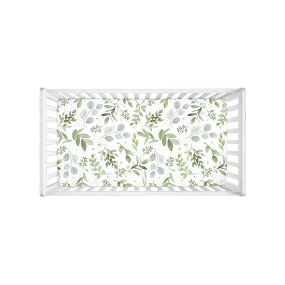 greenery crib sheet