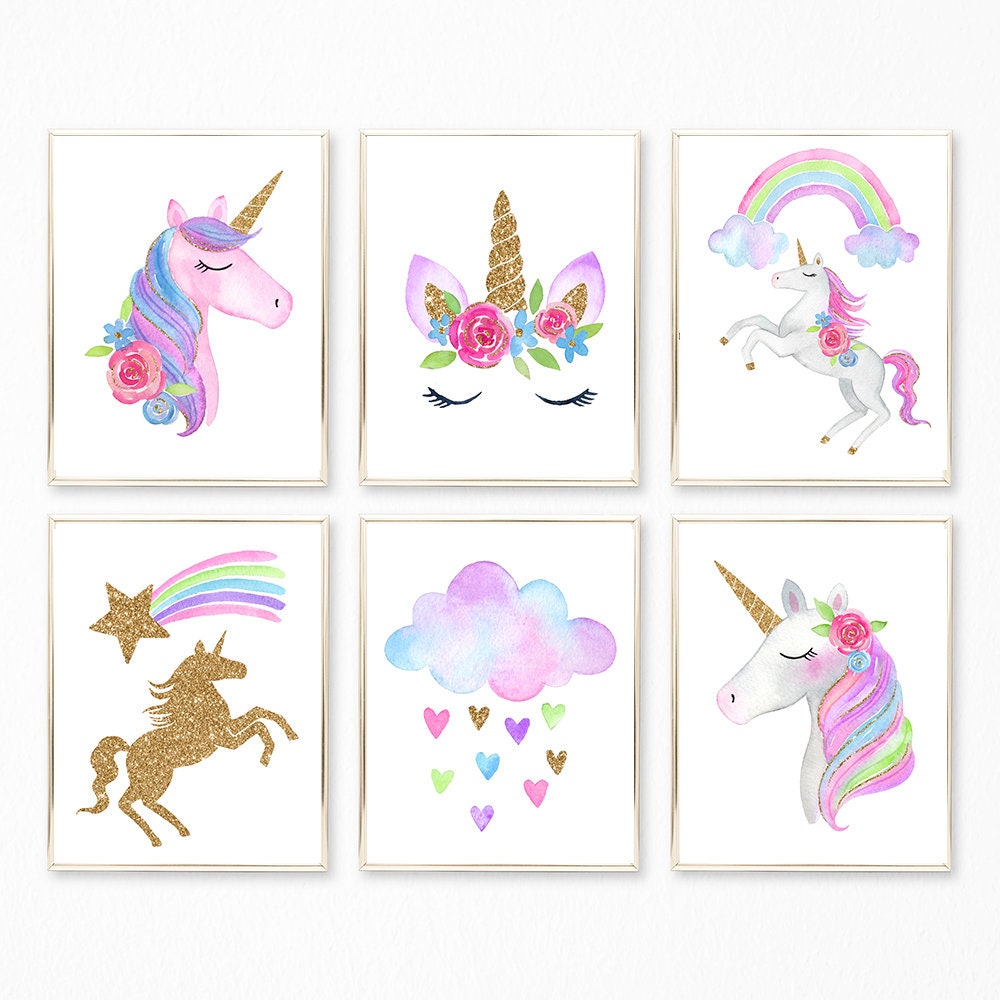 unicorn prints unicorn print set unicorn wall art unicorn