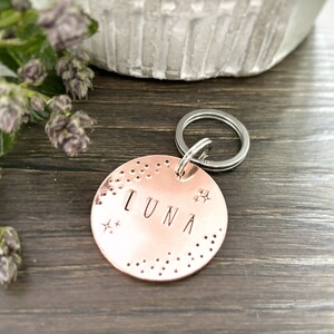 Handstamped Dog Tag | Gift for Pet Lover | Dog Birthday Gift | Stylish Dog Tag | Unique Dog Tag | Pet ID | Moon Themed Dog Tag | Mothers Day