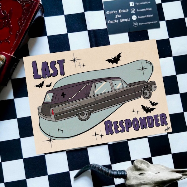 Last Responder - Spooky Gothic Hearse Art Print