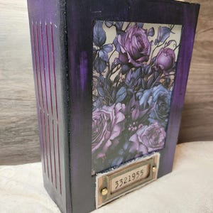 Purple Rose Journal, Junk Journal, Diario, Quaderno, Planner, Natura, Diario fatto a mano, Fiori, Copertina rigida, Pronto per la spedizione, Rosa scuro