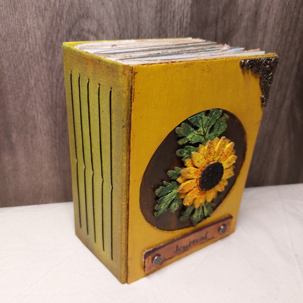 Hard Cover Sunflower Journal, Diary, Notebook, Planner, Junk Journal, Handmade Journal, Ready to Ship, Notizbuch, Sonnenblume