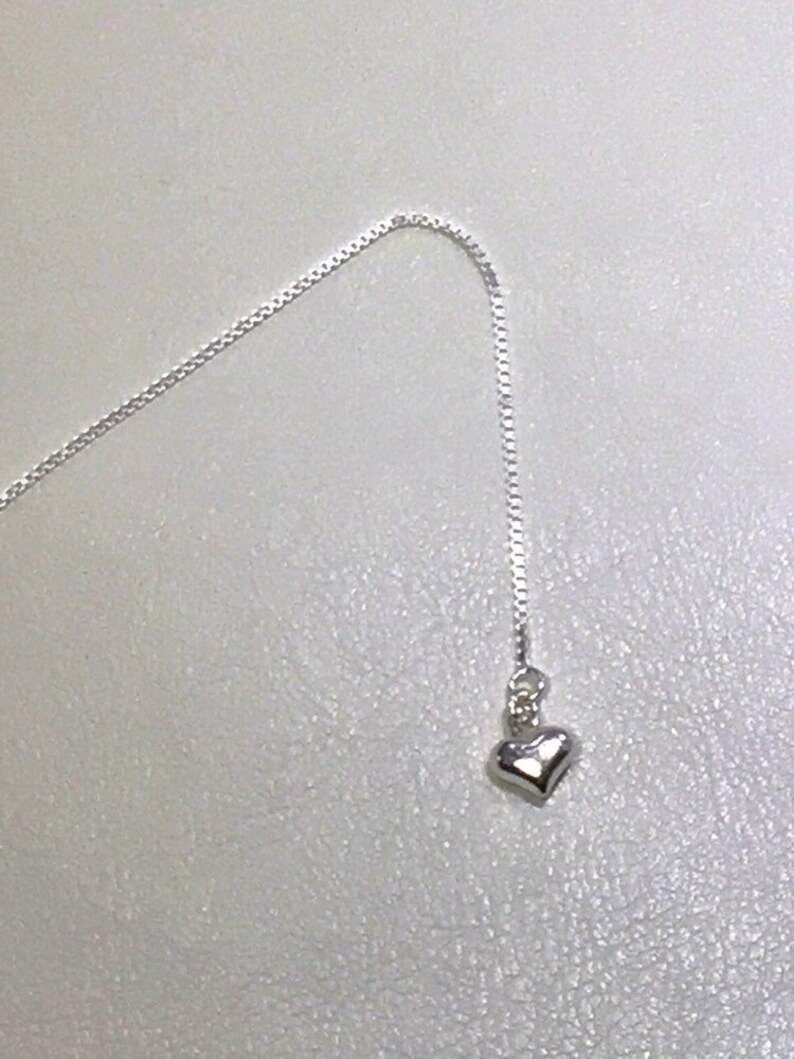 Heart Threader Earrings-Sterling Silver Ear Threads-Tiny Heart Earrings-Gift Ideas-Friendship Gift