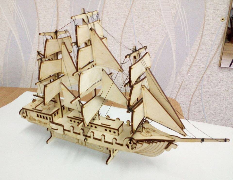Download Laser Cut ship 3D Model For Gift or Children's dxf ai 3mm ...