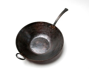 Hand Forged 12" Flat Bottom Carbon Steel Wok