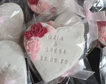 Herz Kekse mit Rosen personalisiert 3 Stück