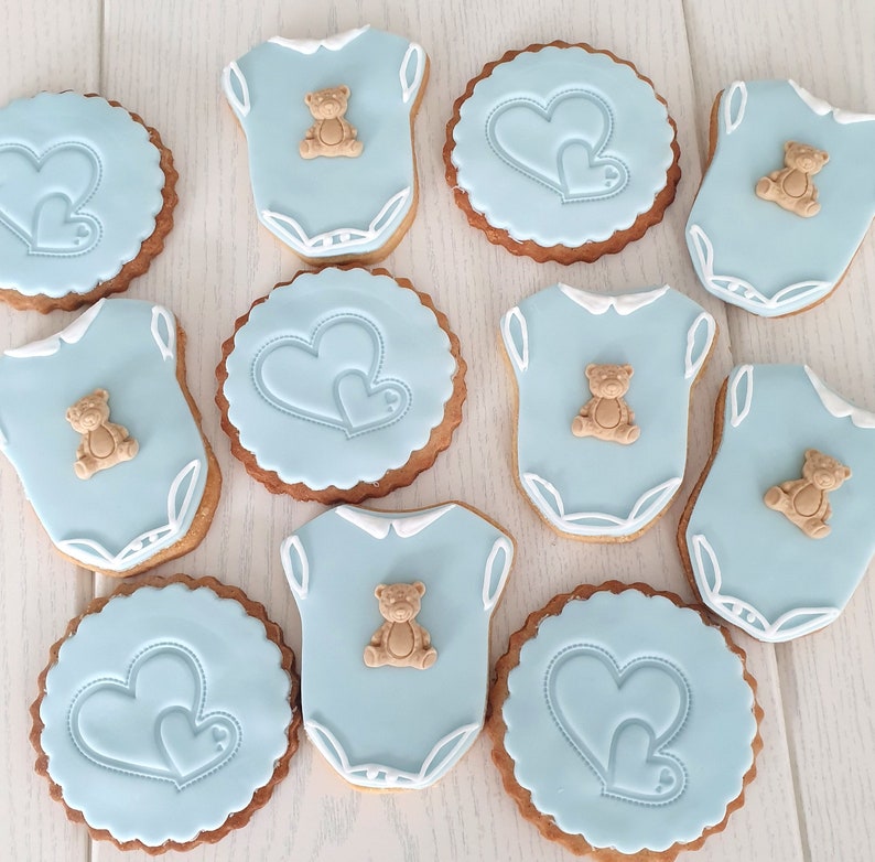Kekse zu Babyparty hellblau
