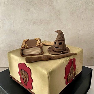 Tortendekoration Fondant Zauberer Zauberschule Zauberstab Drachen Eule Schloss Besen