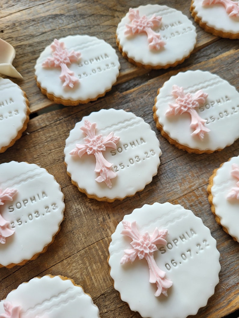 Personalized cookies with a cross, party favor for baptism, confirmation, communion, youth dedication, 5 pieces image 4