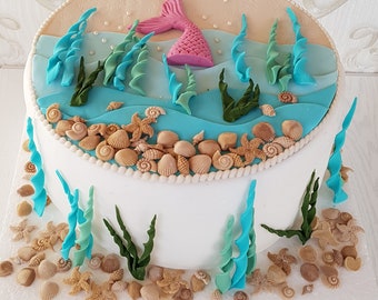 Tortendekoration Tortenaufleger Meerjungfrau Zuckerfiguren Mermaid Topper