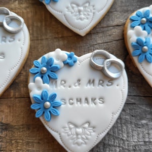 biscuits personnalisés coeur avec anneaux biscuits de mariage personnalisés 5 pièces toutes les couleurs individuellement