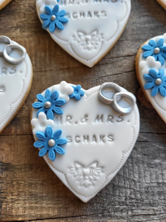 personalisierte Kekse Herz mit Ringen personalisierte Hochzeitskekse  5 Stück alle Farben individuell
