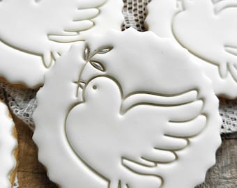 Biscuit dove with branch guest gift baptism confirmation communion youth consecration edible guest gifts biscuits 4 pieces