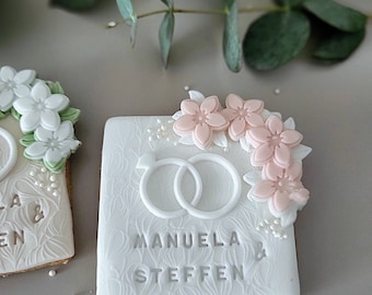 Party favor cookies with flowers and personalized (4 pieces)