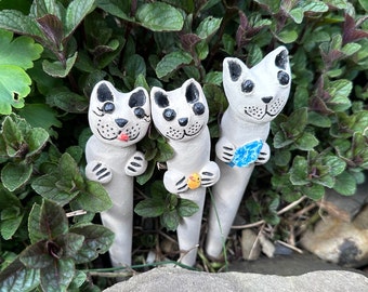 Cute Cats Ceramic Garden Stake