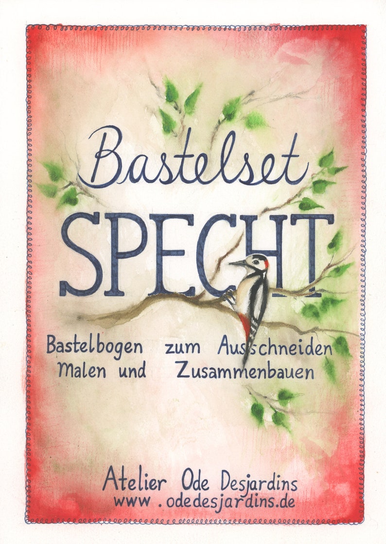 Für 5 Kinder Bastelset Specht 1 A3 und 5 A4 Bastelbögen afbeelding 2