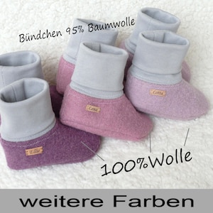 Crawling shoes with name made of wool in pink, walking shoes for baby personalized