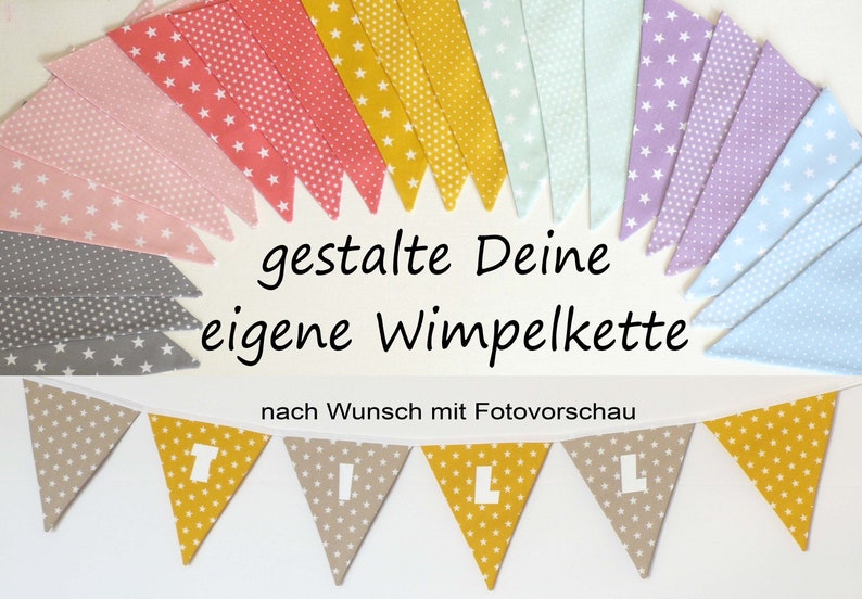 Wimpelkette mit Namen als Baby Geschenk, personalisierte Girlande Bild 1